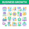 Business Growth And Management Icons Set Vector