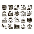 Business Growth And Management Icons Set Vector