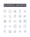 Business growth line icons collection. Career advancement, Company expansion, Economic boom, Profit increase, Population