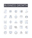 Business growth line icons collection. Career advancement, Company expansion, Economic boom, Profit increase, Population