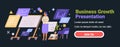 Business growth presentation woman analyzing charts graphs data dark background modern interface design