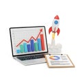 Business growth rocket laptop chart and tablet startup success Royalty Free Stock Photo