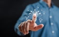 Hand man holding illuminated lightbulb, idea, innovation and inspiration, Royalty Free Stock Photo