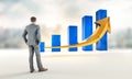 Business growth and success profits statistics chart. Corporate analysis of money profit increase. Financial market increase Royalty Free Stock Photo