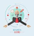 Business guru vector with icons Royalty Free Stock Photo