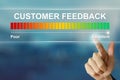 Business hand clicking excellent customer feedback on virtual sc