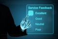 Business hand clicking service feedback on touch screen Royalty Free Stock Photo