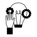 Business hand gears bulb