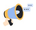 Business with Hand Hold Megaphone as Promotion and Marketing Sign Vector Illustration