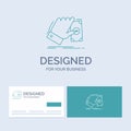 business, hand, money, earn, dollar Business Logo Line Icon Symbol for your business. Turquoise Business Cards with Brand logo Royalty Free Stock Photo