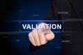 Business hand pushing valuation button on virtual screen Royalty Free Stock Photo