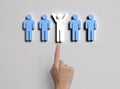 Business hand select people icon. human resources and hiring management concept