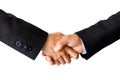 Business hand shaking will show successful cooperation isolated.