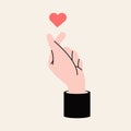 Business hand showing sign mini heart with copy space