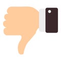 Business hand thumb down icon, flat style Royalty Free Stock Photo