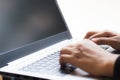 Business hand using laptop for working. Hand use laptop checking e-mail or message. Royalty Free Stock Photo