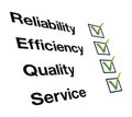 Reliability, Efficiency, Quality, Service business hand writing concept Royalty Free Stock Photo