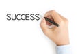 Business hand writing success on white Royalty Free Stock Photo