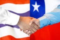 Handshake on Thailand and Chile flag background