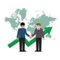 Business handshake on the background of world map Royalty Free Stock Photo