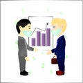 Business handshake concept in pandemic. Two businessmen greet or confirm a deal, handshake.For infographics and design