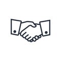 Business handshake, contract agreement line art icon