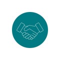 Business handshake, contract agreement line art vector icon for apps and websites Royalty Free Stock Photo