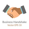 Business handshake handdrawn simple flat icon, concept of partner agreement or good deal, vector EPS 10 color cartoon Royalty Free Stock Photo
