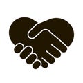 Business handshake icon, contractual agreement, line art. Hands shake, heart and help symbol. Sign contract, partnership, peace. Royalty Free Stock Photo