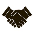 Business handshake icon, contractual agreement, line art. Sign contract, partnership, peace. Vector