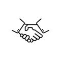 Business handshake icon. Cooperation. Partnership. Contract agreement. For apps and websites. Vector EPS 10. Isolated on white Royalty Free Stock Photo