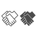 Business handshake line and glyph icon. Hands shaking vector illustration isolated on white. Agreement outline style Royalty Free Stock Photo