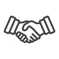 Business handshake line icon, contract agreement