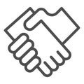 Business handshake line icon. Hands shaking vector illustration isolated on white. Agreement outline style design Royalty Free Stock Photo