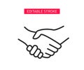 Business handshake line icon. Handshake Friendship Partnership Outline Stroke Icon. Hand line pictogram.
