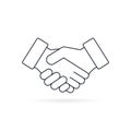 Business handshake line icon. Vector contract agreement flat isolated outline symbol Royalty Free Stock Photo