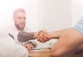 Business handshake at office meeting, contract conclusion and su Royalty Free Stock Photo