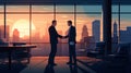 Business handshake, two corporate men shaking hands, making a deal in office Royalty Free Stock Photo