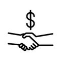 Business handshake vector icon. Contract agreement, bet, partnership concepts flat icon for apps and websites Royalty Free Stock Photo