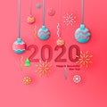 Business Happy New Year 2020 greeting card. Vector illustration concept for background, greeting card, banner for website, social Royalty Free Stock Photo