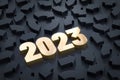 2023 business happy new year post card golden and black color theme design