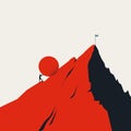 Business hard work towards goal, vector concept. Achieving target, objective, overcome challenge. Minimal illustration.