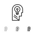 Business, Head, Idea, Mind, Think Bold and thin black line icon set