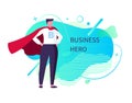 Business Hero Man Saving Works, Person Vector Royalty Free Stock Photo