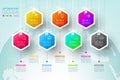 Business hexagon labels shape infographic groups bar.