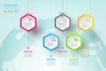 Business hexagon labels shape infographic groups bar.