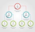 Business hierarchy circle chart infographics. Corporate organizational structure graphic elements. Company organization