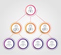 Business hierarchy circle chart infographics. Corporate organizational structure graphic elements. Company organization Royalty Free Stock Photo