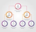 Business hierarchy circle chart infographics. Corporate organizational structure graphic elements. Company organization Royalty Free Stock Photo