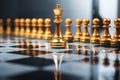 Business hierarchy Golden pawn stands out, embodying leadership in teamwork